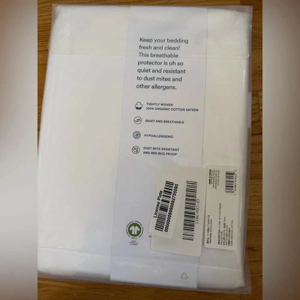THE COMPANY STORE 100% ORGANIC COTTON SATEEN MATTRESS PROTECTOR TWIN NEW